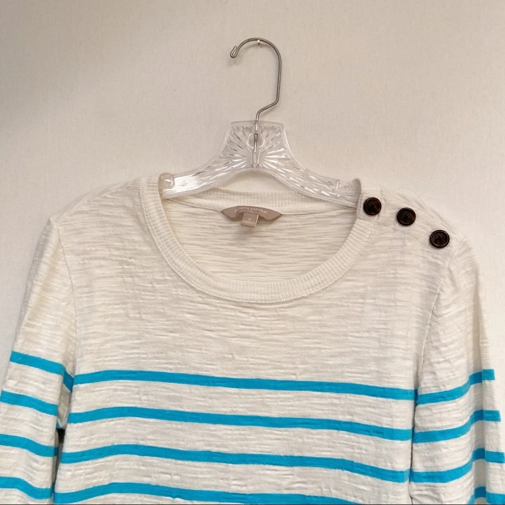 Banana Republic Factory Top Womens Sz Small Lightweight Cotton Stripe Nautical - Picture 3 of 8